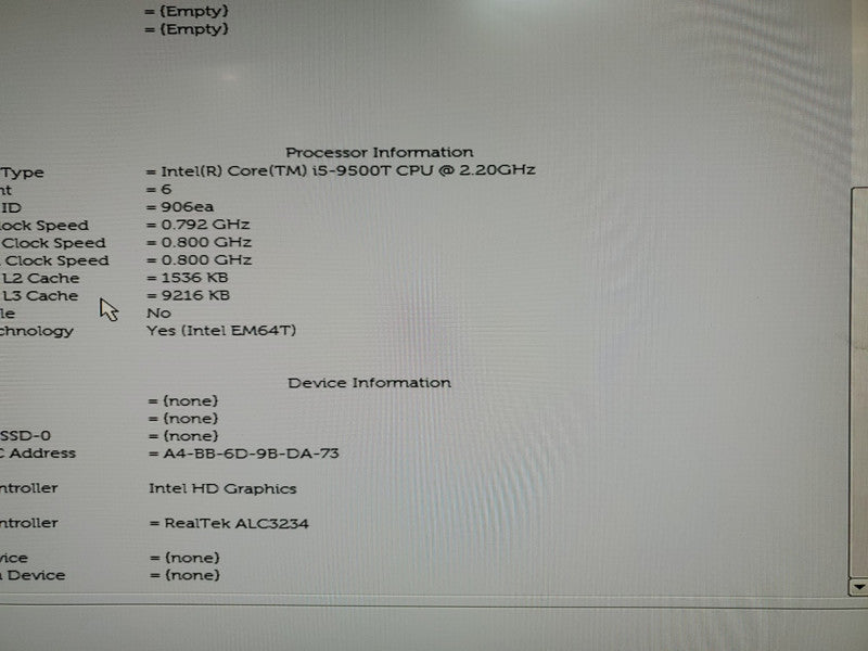 Dell Optiplex 3070 USFF | Intel i5-9500T @ 2.20GHz | 16GB | No HDD