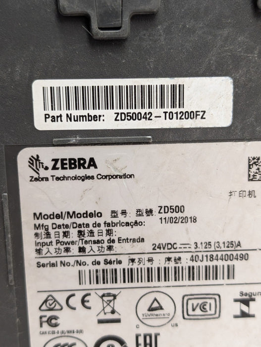 Zebra ZD500 XD50042-T01200FZ  Network Thermal Transfer Label Printer 203 dpi -
