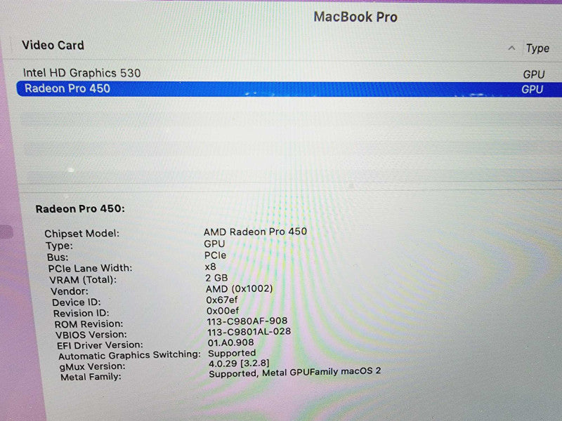 Apple Macbook Pro 2016 15" 4-Core i7-6700HQ @ 2.6GHz 16GB DDR3 1TB SSD (
