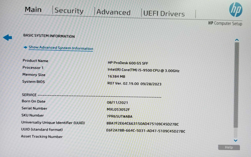 HP ProDesk 600 G5 SFF | Intel i5-9500 @3.0 GHz | 16GB RAM - NO HDD