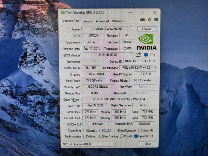 NVIDIA Quadro M4000, 8GB GDDR5 PCIe Graphics Card, 4x DisplayPort  Q$