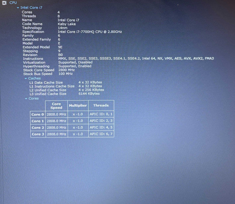 Dell Precision 7720 i7-7700HQ@2.8Gh QUADRO M1200 4GB GPU 32GB RAM 512SSD READ Q Lap200