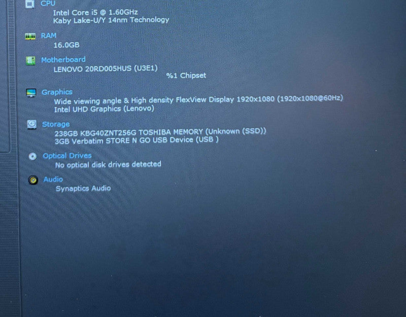 Lenovo ThinkPad E15 Core i5-10210U@1.6GHz 16GB RAM 256GB SSD READ!  Lap200