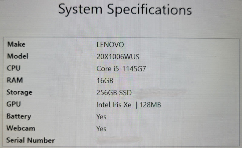LENOVO ThinkPad L14 Gen 2 - Core i5-1145G7 | 16GB | 256GB SSD + PWR (READ) % Lap200