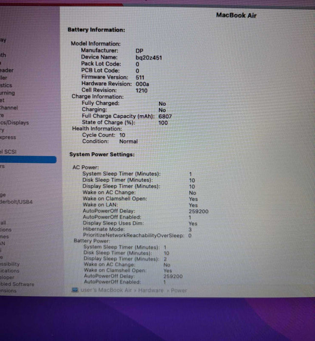 Apple MacBook Air 13" 2017 i5-5350U 8GB RAM 128GB SSD No Power Adapter