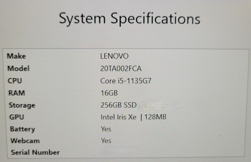 LENOVO E14 Gen 2 - Core i5-1135G7 | 16GB | 256GB SSD % Lap200
