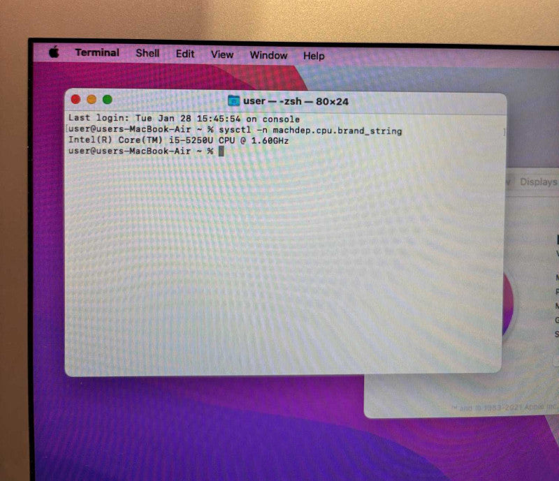 Apple MacBook Air 13" Early 2015 i5-5250U 8GB RAM 128GB SSD No Power Adapter