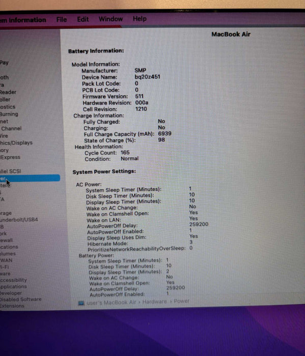 Apple MacBook Air 13" Early 2015 i5-5250U 8GB RAM 128GB SSD No Power Adapter