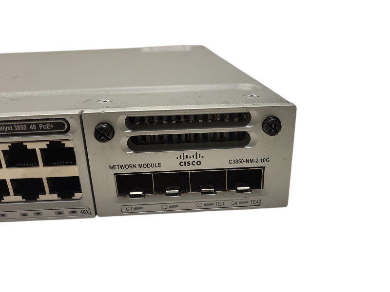 Cisco WS-C3850-48F-S 48-Port Gigabit PoE+ Switch, 1x 1100W PSU C3850-NM-2-10 !