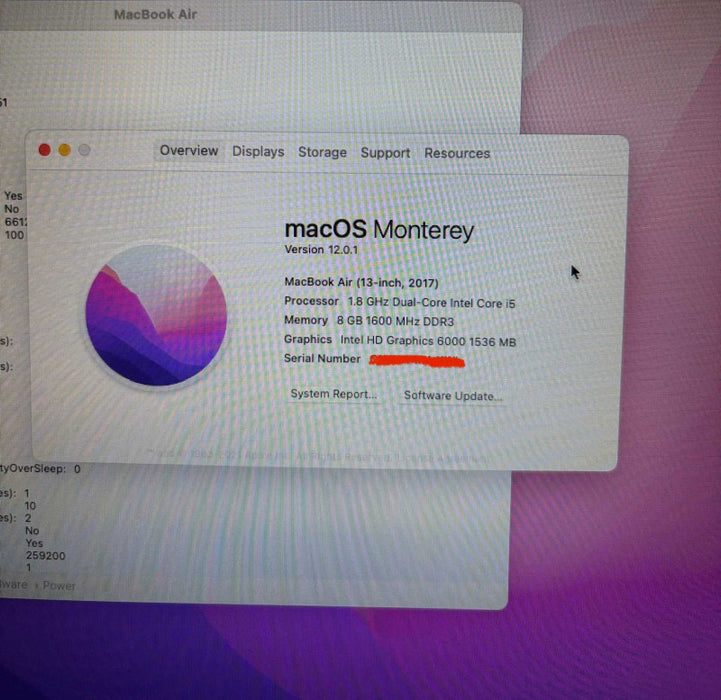 Apple MacBook Air 13" 2017 i5-5350U 8GB RAM 256GB SSD No Power Adapter