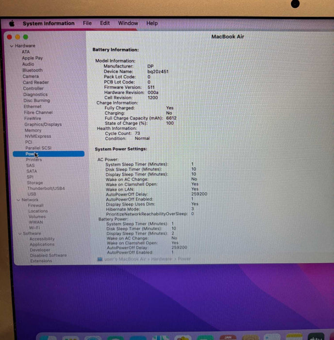 Apple MacBook Air 13" 2017 i5-5350U 8GB RAM 256GB SSD No Power Adapter