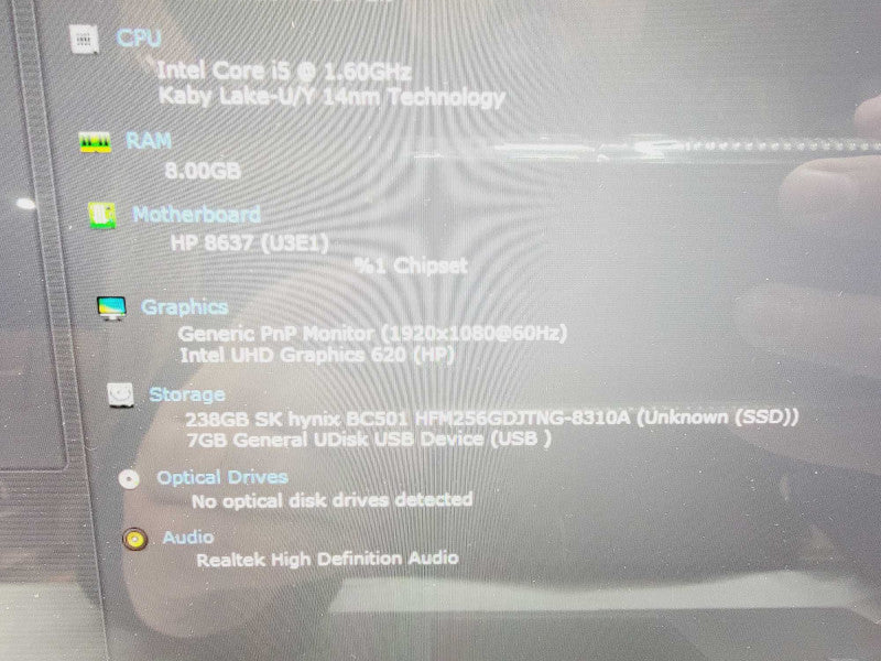 HP EliteBook x360 1030 G4 4-Core i5-8265U @ 1.6GHz 8GB DDR4 256GB SSD ( Lap200