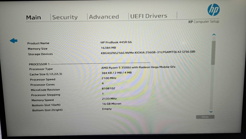 HP ProBook 445R G6 | Ryzen 5 3500U @2.10GHz, 16GB RAM, Vega 8, 256GB NVMe  Lap200