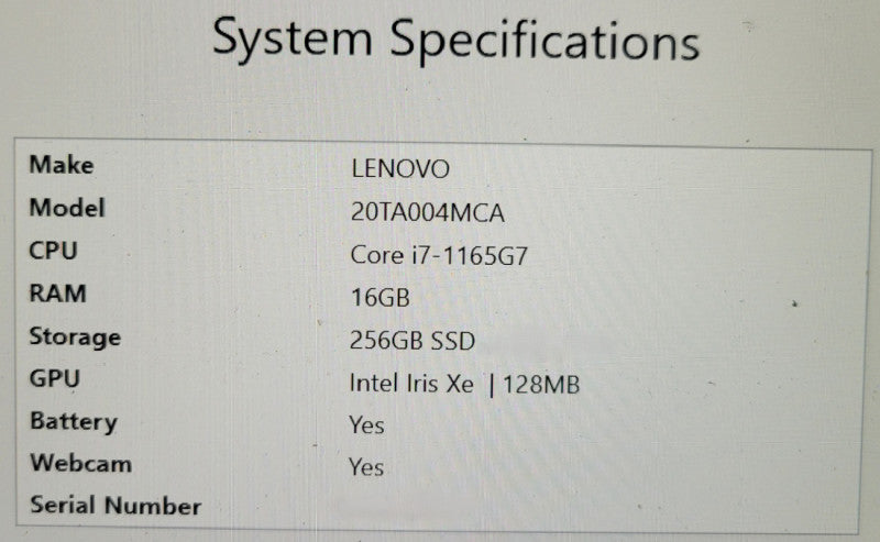 LENOVO E14 Gen 2 - Core i7-1165G7 | 16GB | 256GB SSD +PWR (READ) % Lap200