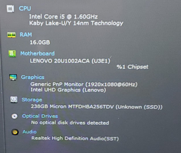 Lenovo ThinkPad L14 | Intel Core i5-10210U | 16GB DDR4 | 256GB SSD - No PWR  Lap200