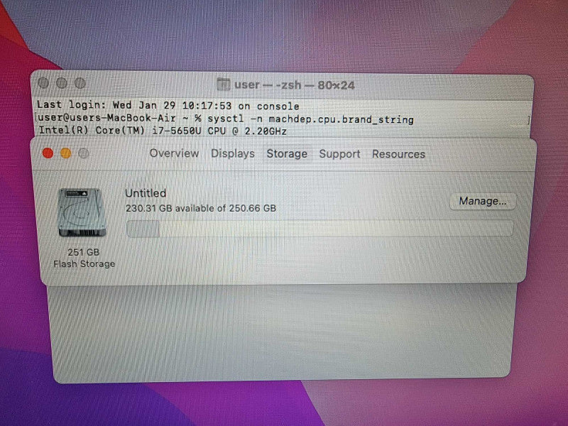 Apple MacBook Air A1466 2017 13" | 2-Core i7-5650U @2.2GHz 8GB DDR3 256GB SSD