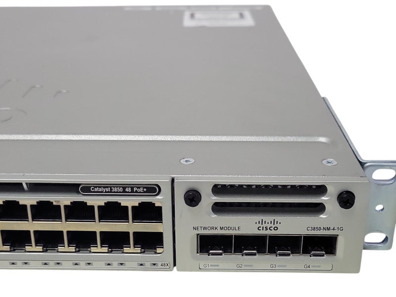 Cisco WS-C3850-48F-L 48-Port Gigabit PoE+ w/ C3850-NM-4-1G, 1x PWR-C1-715WAC _