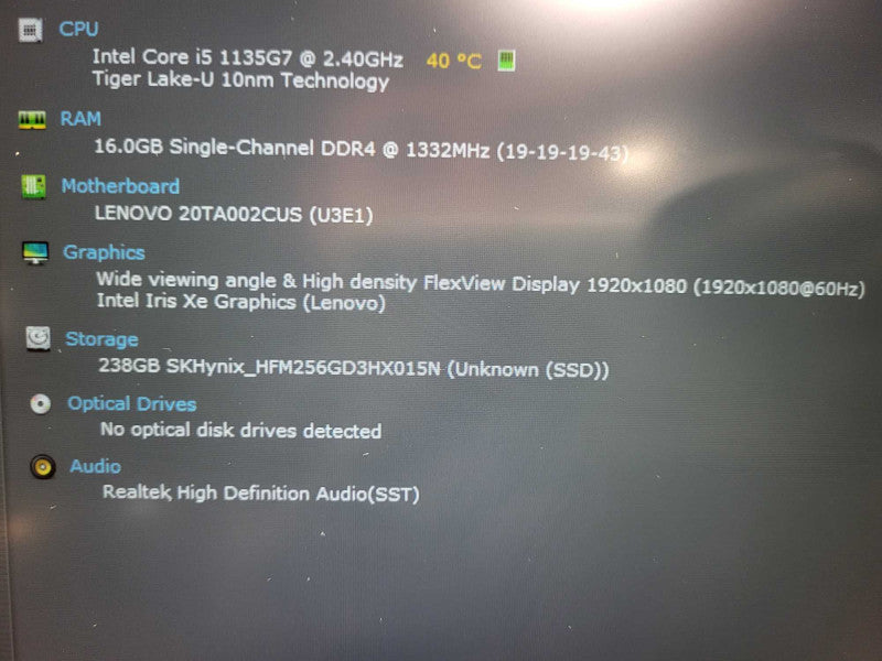 Lenovo ThinkPad E14 Gen2 i5-1135G7 16GB DDR4 256GB NVMe  $ Lap200
