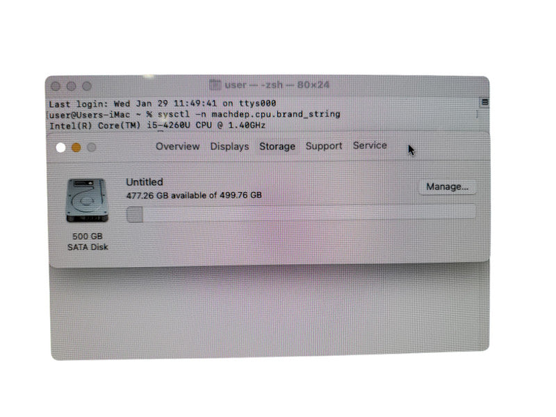 Apple iMAC  2014 A1418 21.5'' | I5- 4260U 1.4GHz 8GB 500GB HDD