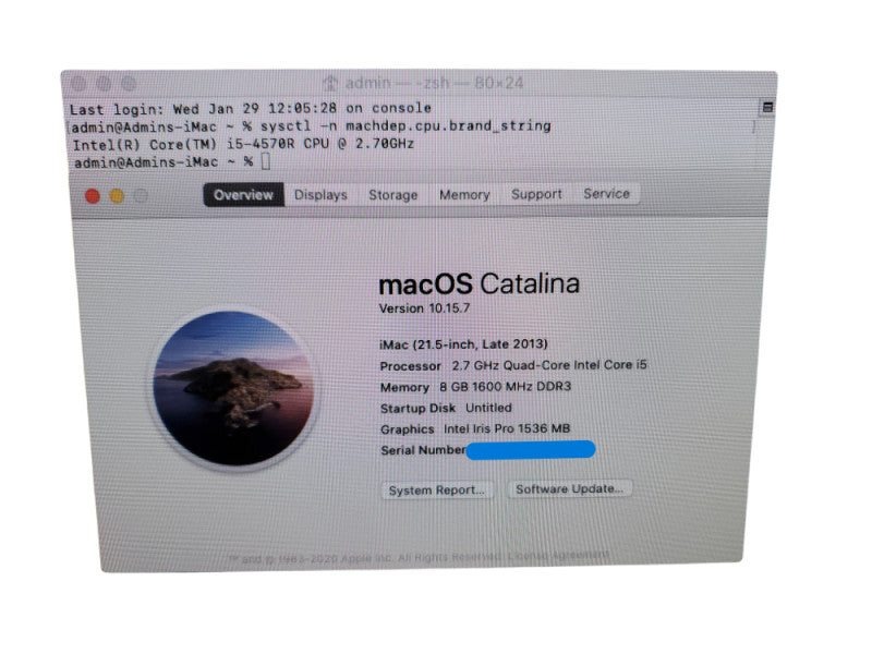 Apple iMac 21.5” 2013 A1418 Core i5-4570R - 8GB RAM - 1TB HDD