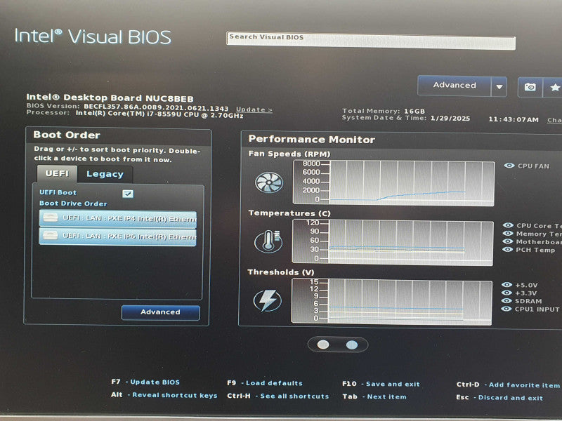 Intel NUC BOXNUC8i7BEH1, i7-8559U @ 2.7GHz, 16GB DDR4, No HDD/OS Q