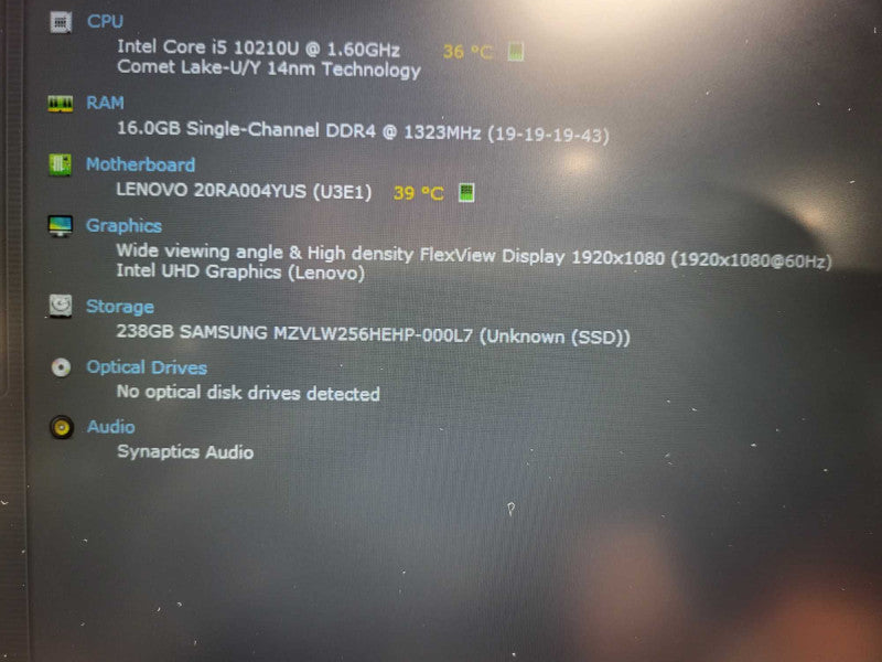 LenovoThinkPad E14 14" Core i5-10210U 1.6Ghz 16GB 256NVMe $ Lap200
