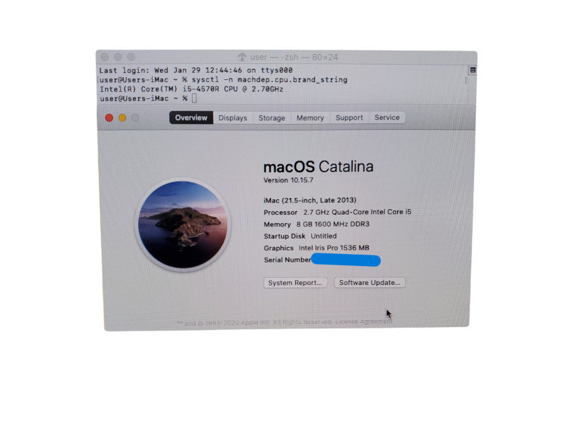 Apple iMac 21.5” 2013 A1418 Core i5-4570R - 8GB RAM - 1TB HDD [READ]