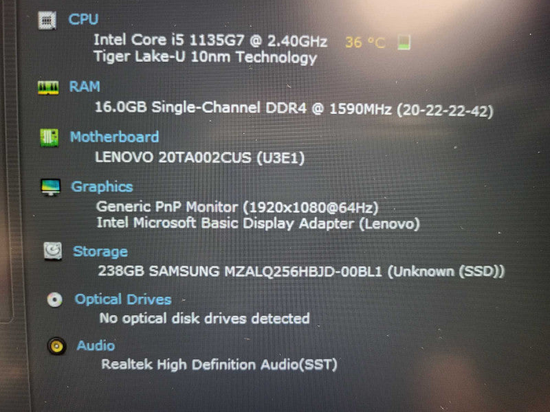 LENOVO E14 Gen 2 - Core i5-1135G7 | 16GB | 256GB SSD READ $ Lap200