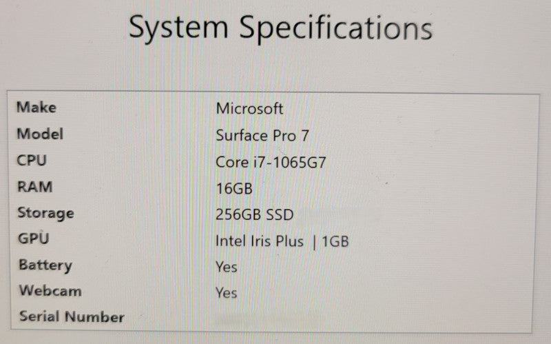 Microsoft Surface Pro 7 (1866) 13" - Core i7-1065G7 | 16GB | 256GB SSD %