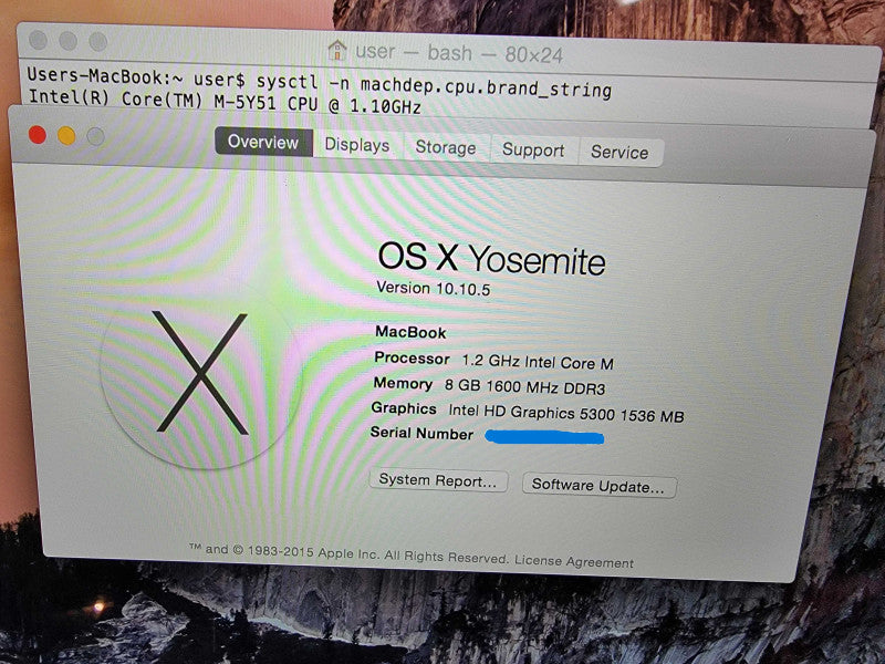 Apple MacBook Air 12" A1534 2015 | M-5Y51 @1.1GHz 8GB DDR3 512GB SSD - READ