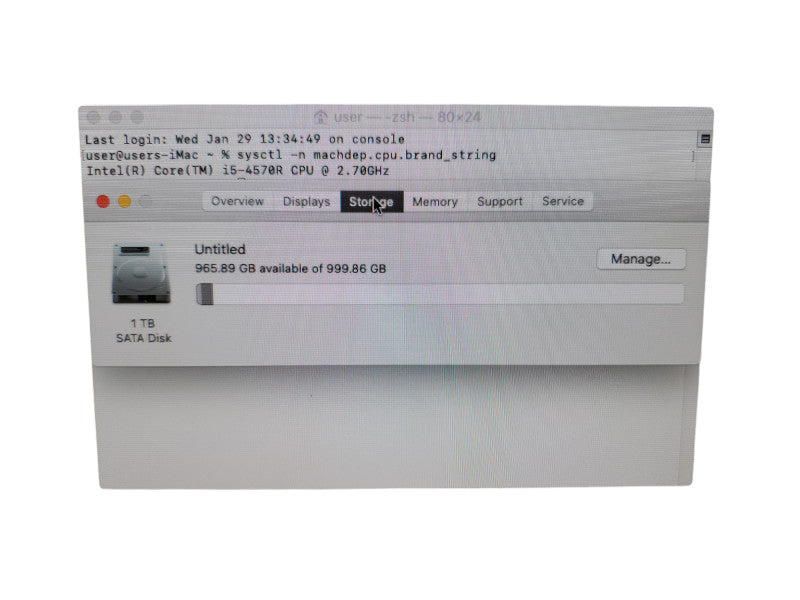 Apple iMac 21.5” 2013 A1418 Core i5-4570R - 8GB RAM - 1TB HDD [READ]