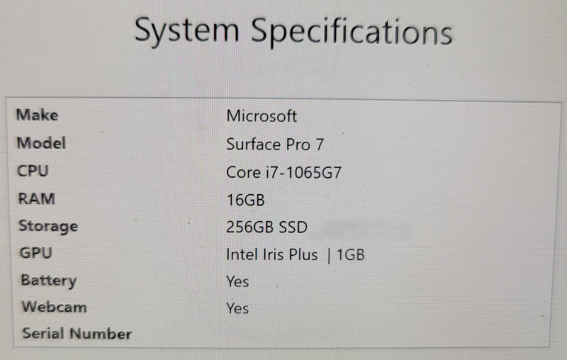 Microsoft Surface Pro 7 - Core i7-1065G7 (1866) 13" | 16GB | 256GB SSD %
