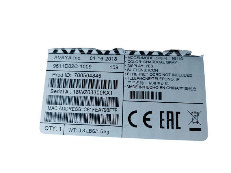 Bundle of 3 Avaya Desk IP Phones Charcoal Grey Model: 9611G =