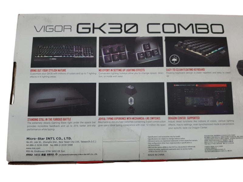 Open-Box MSI Vigor GK30 Gaming Combo, Wired Mouse and Keyboard