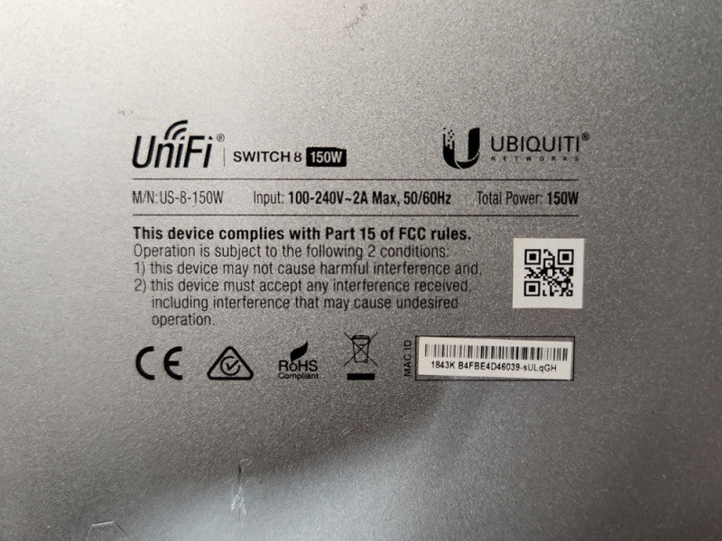 Ubiquiti UniFi US-8-150W, 8-Port Gigabit PoE 150W Ethernet Switch