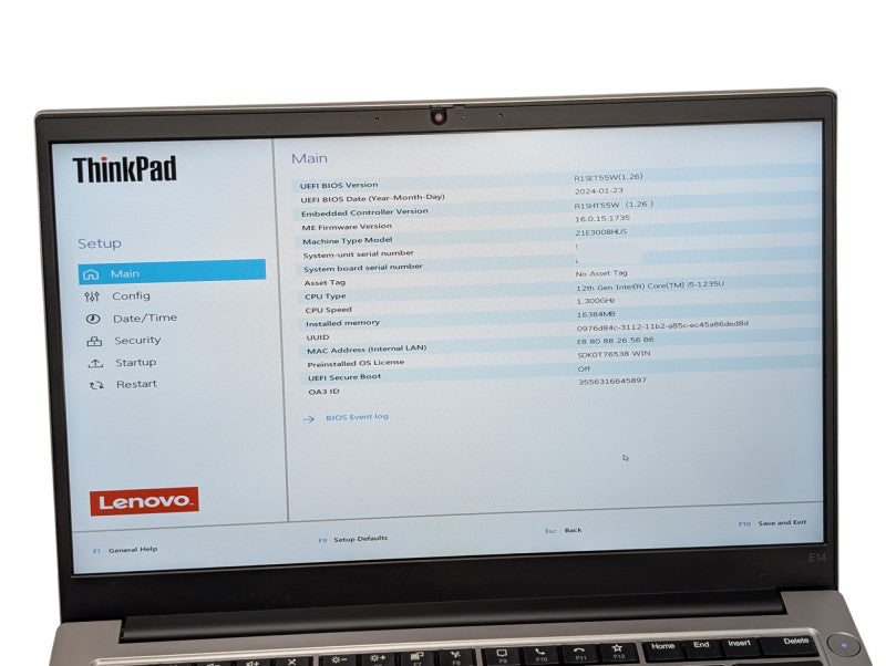 Lenovo ThinkPad E14 Gen 4 Intel Core i5-1235U 16GB RAM 256GB NVMe Storage  - Lap200