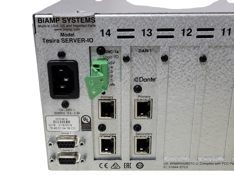 Biamp Tesira Server-IO Digital Audio W/ 1x SNC-1a, 1x DAN-1, 8x SEC-4, READ _