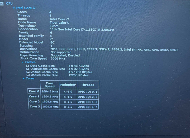Dell Latitude 7420 Intel Core i7-1165G7@3GHz 16GB RAM 256GB SSD  Lap200