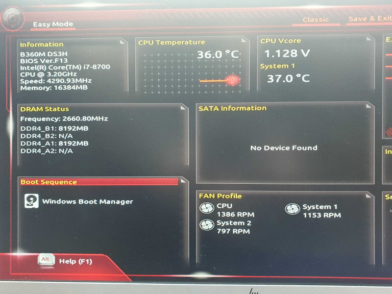 Custom PC, Gigabyte B360M DS3H, Core I7-8700 @ 3.2GHz, 16GB RAM, Quadro K2000