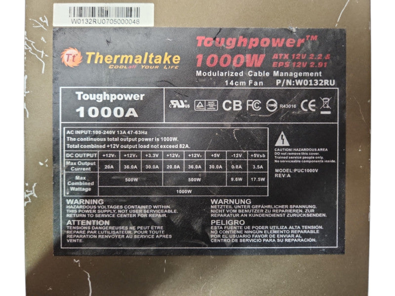 Thermaltake Toughpower W0132RU 1000W ATX12V / EPS12V Power Supply