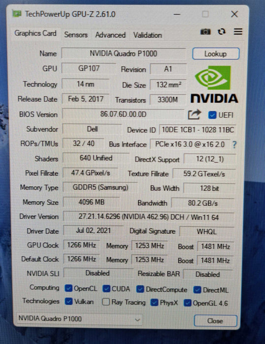 NVIDIA Quadro P1000 4GB GDDR5 Graphics Card | 4x MiniDP Full Height