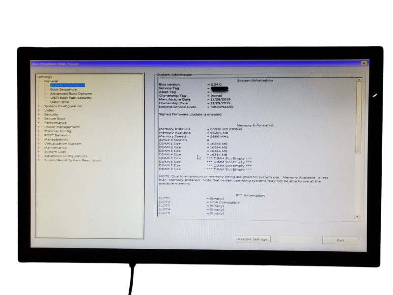 Dell Precision T5820 | 1x Intel Xeon W-2133 | 64GB DDR4 | No HDD