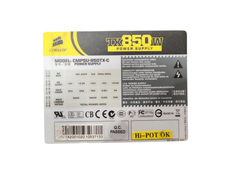 CORSAIR TX850 CMPSU-850TX 850W Power Supply