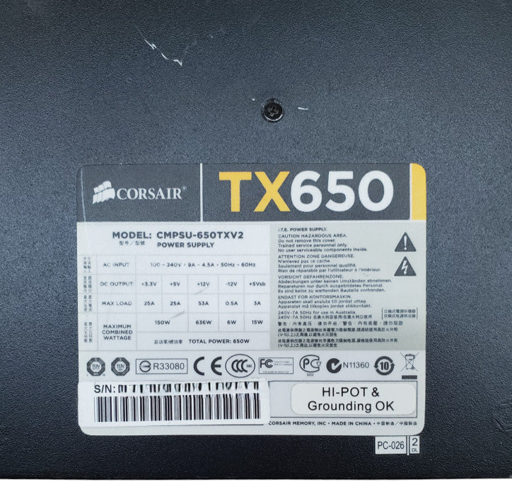 Corsair TX650 | CMPSU-650TXV2 | 650W Desktop PSU