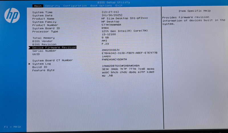 HP S01-pF2016 Slim Desktop | i3-12100 @3.30GHz, 8GB DDR4, No SSD