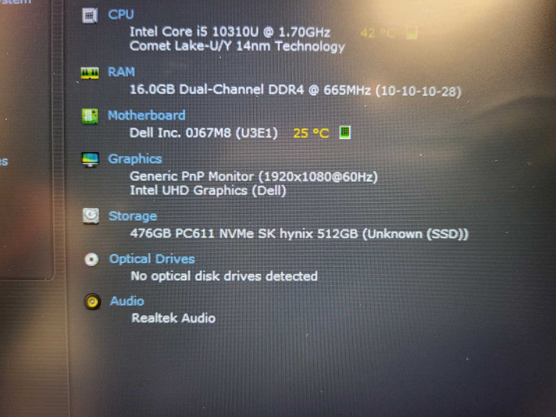 Dell Latitude 5510 Intel Core i5-10310U 1.7GHz 16GB DDR4 RAM 512GB NVme $ Lap200