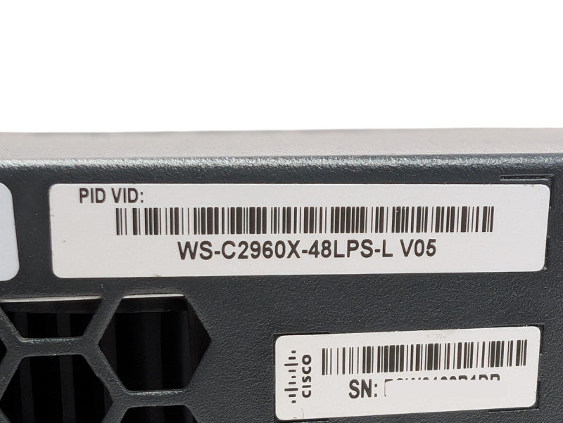 Cisco Catalyst 2960-X 48 Port Gigabit PoE+ 370W 4 Port SFP WS-C2960X-48LPS-L -