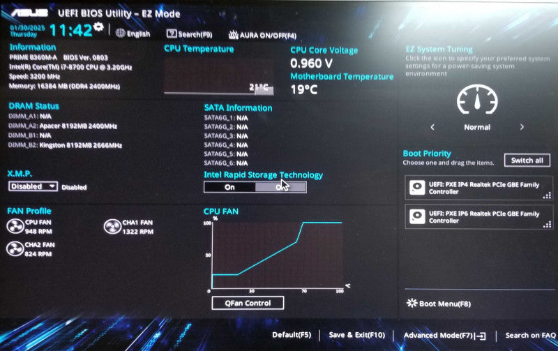 Custom PC Tower | PRIME B360M-A | Intel i7-8700 @3.20GH | 16GB RAM - NO HDD