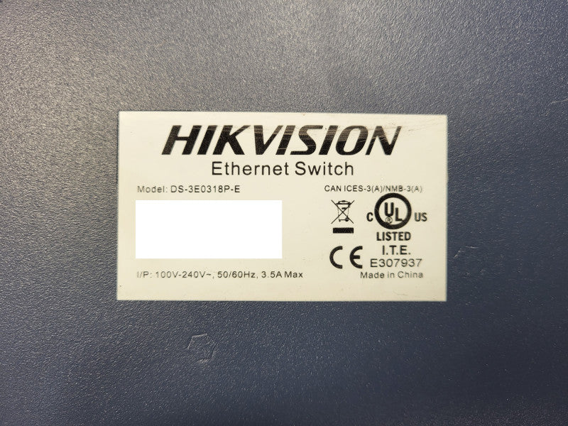 Hikvision 16 Port PoE Switch, 230W Unmanaged Gigabit DS-3E0318P-E $