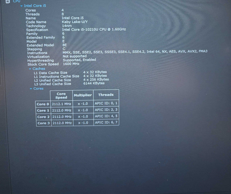 Lenovo ThinkPad L15 Intel Core i5-10210U@1.6GHz 16Gb RAM 256GB SSD  Lap200